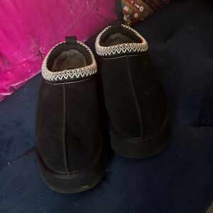 UGG Black Women's Slippers with White Trim